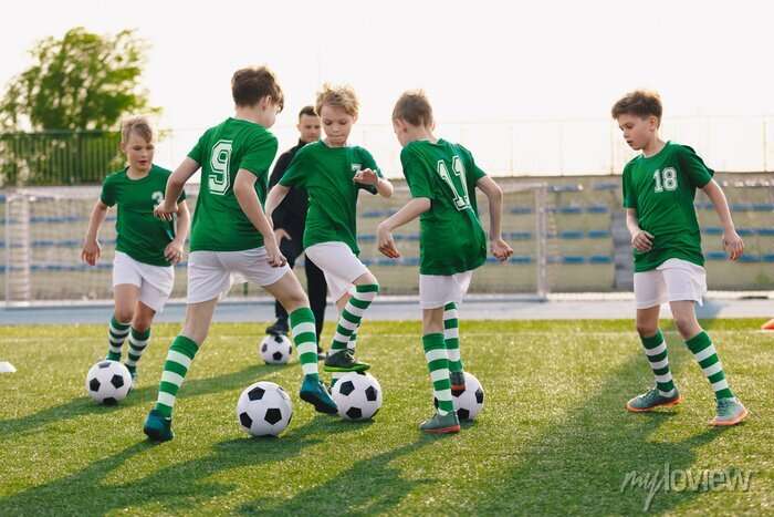 group-of-children-playing-soccer-on-training-session-kids-in-football-club-wearing-blue-jersey-shirts-and-soccer-kits-happy-boys-practicing-football-with-coach-on-a-sunny-day